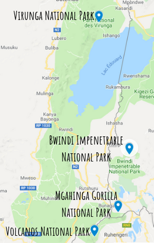 Nationalparks Berggorillas Karte